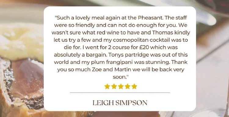 the pheasant at keyston reviews